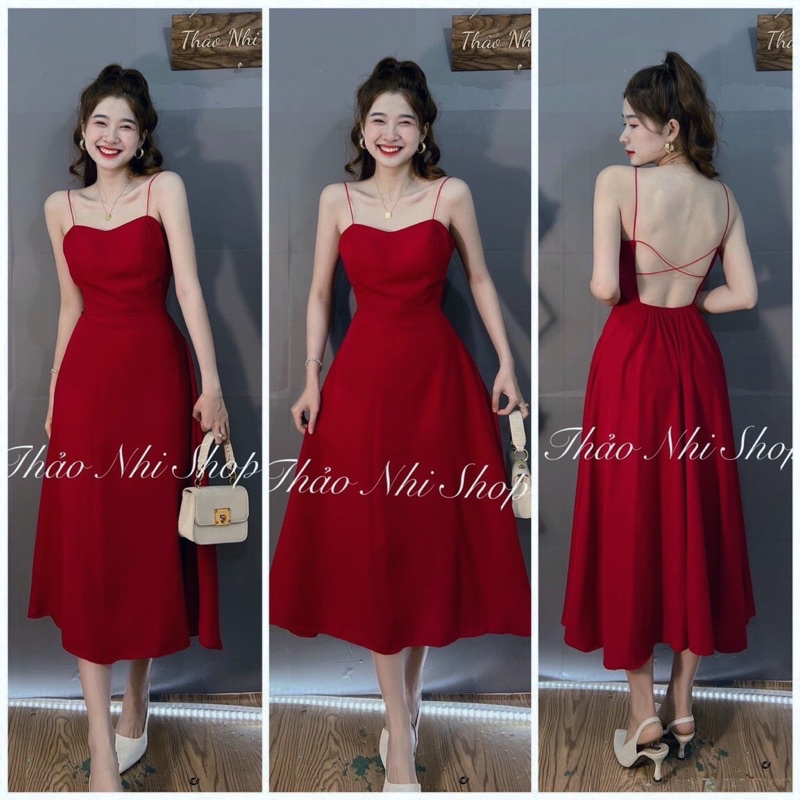 Đầm hở lưng dáng dài có đệm ngực chất đẹp