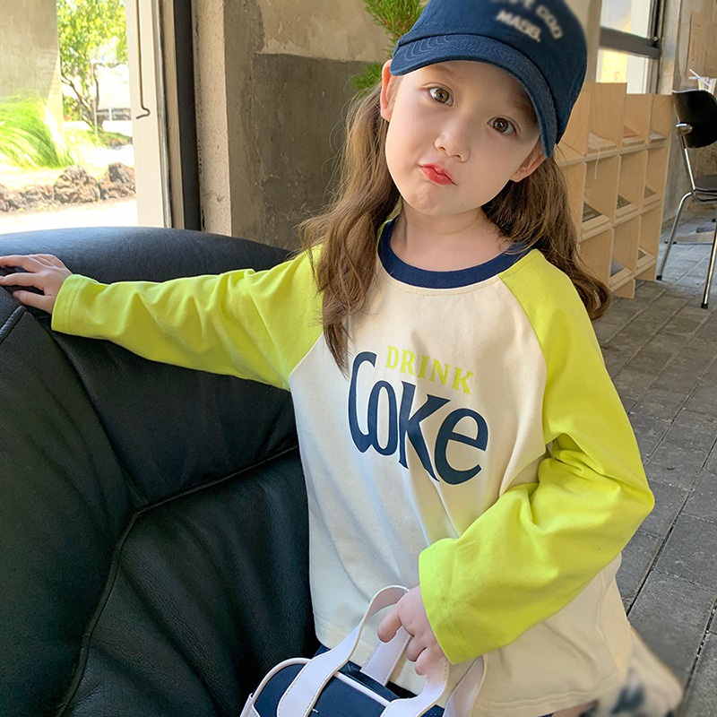 Korean Version Girls Printed Long Sleeves Spring And Autumn Children's Fashion Round Neck T-shirt Top