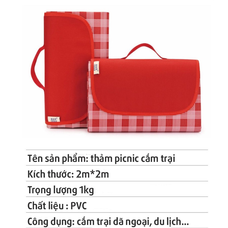 Thảm Picnic Dã Ngoại Khăn Trải Picnic Cắm Trại  Gấp Gọn Kẻ Caro Chống Thấm Nước Gấp Gọn Tiện Lợi