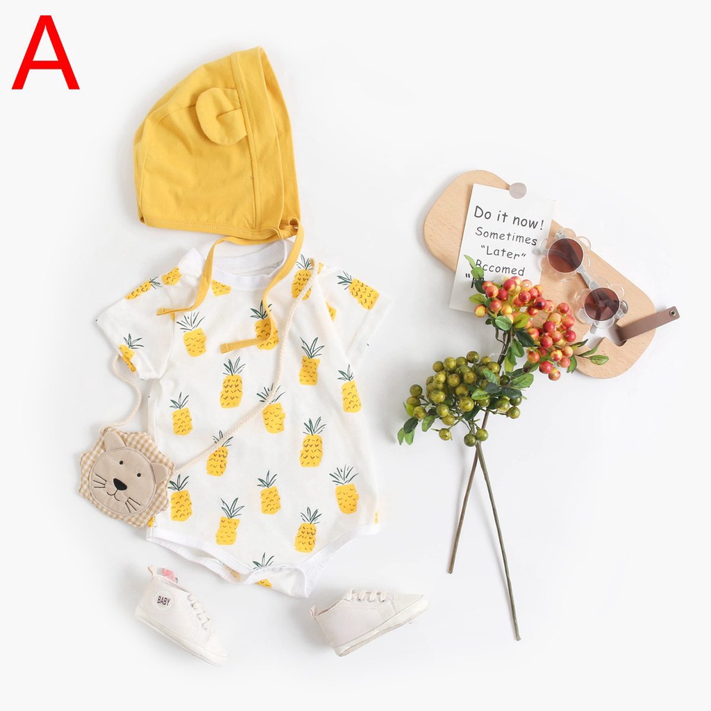 Bodysuit Sanlutoz bé gái mùa hè với nón nhỏ