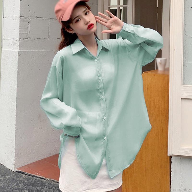 Áo Sơ Mi Voan Mỏng Tay Dài Dáng Rộng Thời Trang Mùa Hè Cho Nữ | BigBuy360 - bigbuy360.vn