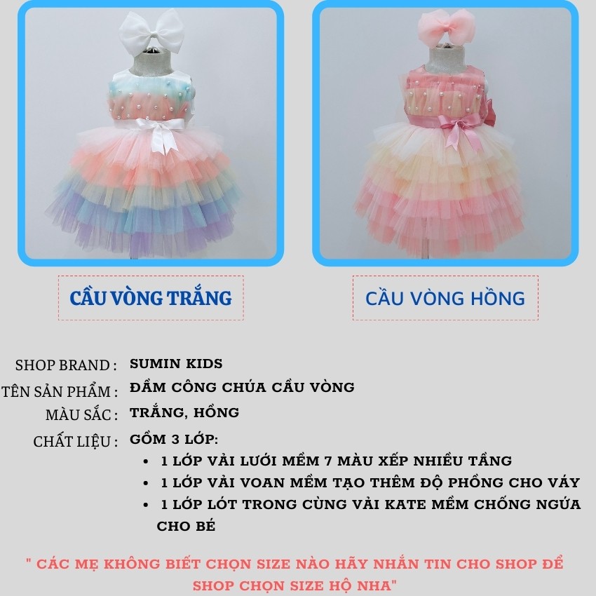 Đầm công chúa bé gái mẫu váy công chúa cho bé gái mã 7 màu xòe đẹp cho bé yêu SUMIN KIDS