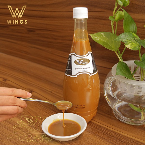 Siro WINGS Caramel Milk ( Caramel Sữa) Chai 1,3kg - Làm Món Trà Sữa Hokkaido Chuẩn Ngon