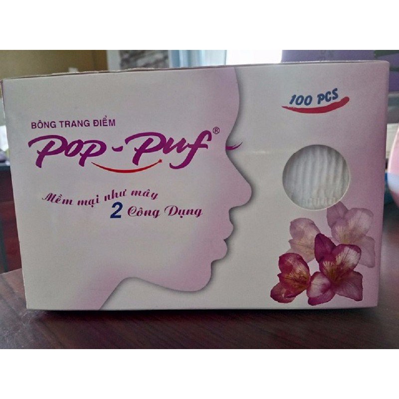 Bông Trang Điểm Pop Puf 2 công dụng Hồng (100 Miếng / Hộp)