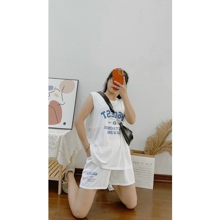 SET BỘ BA LỖ TANK TOP IN CHỮ NGCEST