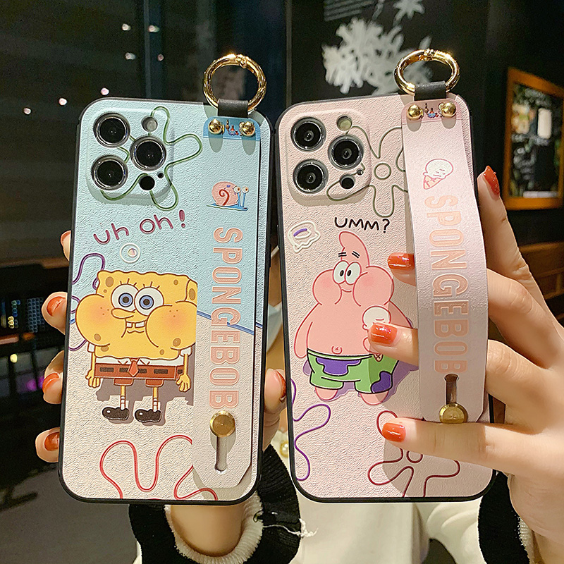 Ốp lưng Samsung A12 A71 A52 A51 A31 A70 A50 A50S A30 A30S A20 A10 A21S M51 A7 2018 3D Relief Cartoon Cut SpongeBob Soft TPU Case Cover+Wristband | BigBuy360 - bigbuy360.vn