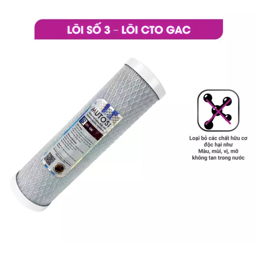 Lõi số 3 – Lõi CTO 10&quot;  máy lọc nước mutosi chính hãng, dùng cho máy lọc nước RO