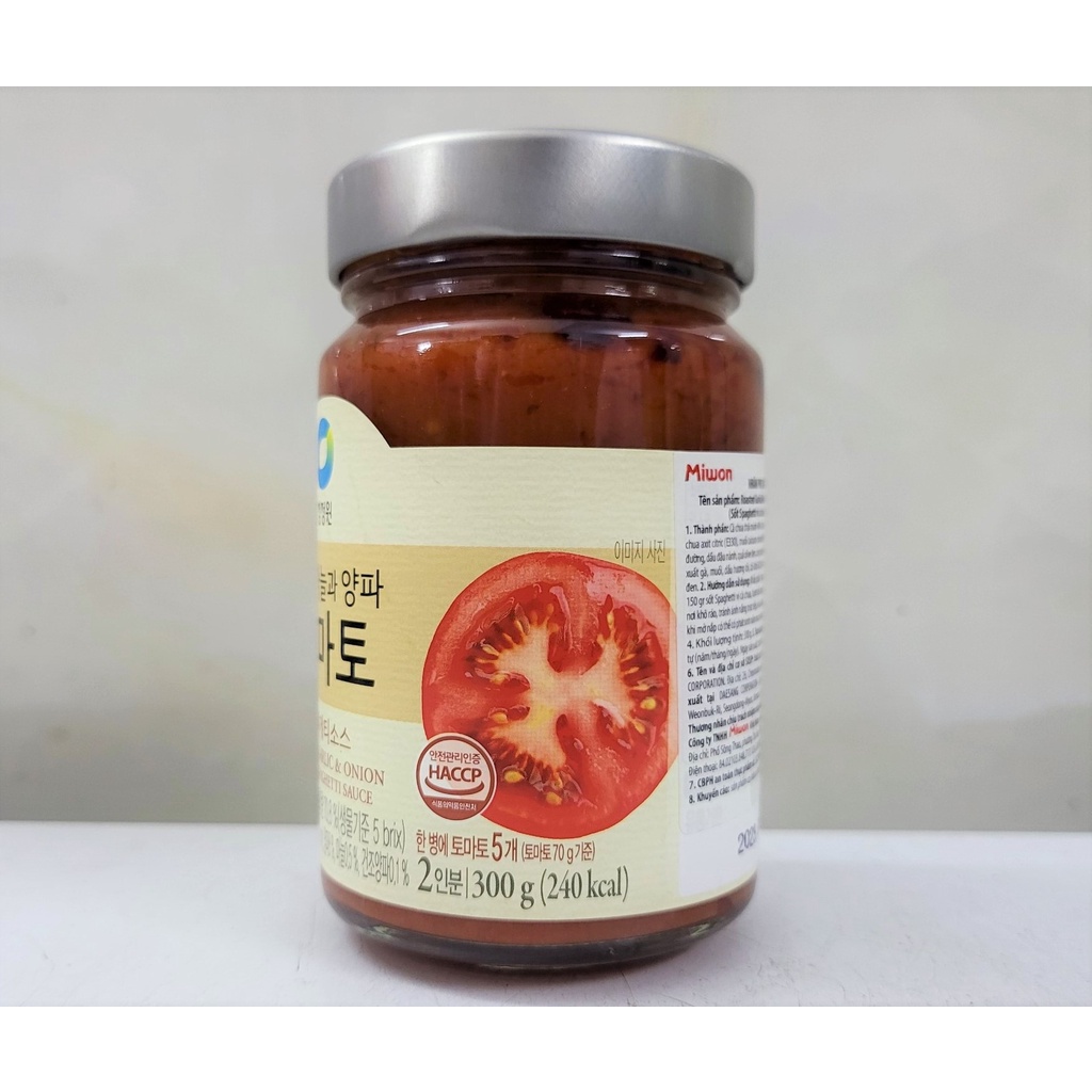 [Lọ 300g] XỐT MÌ Ý CÀ CHUA HÀNH TỎI NƯỚNG Daesang [Korea] MIWON Roasted Garlic Onion Tomato Spaghetti Sauce