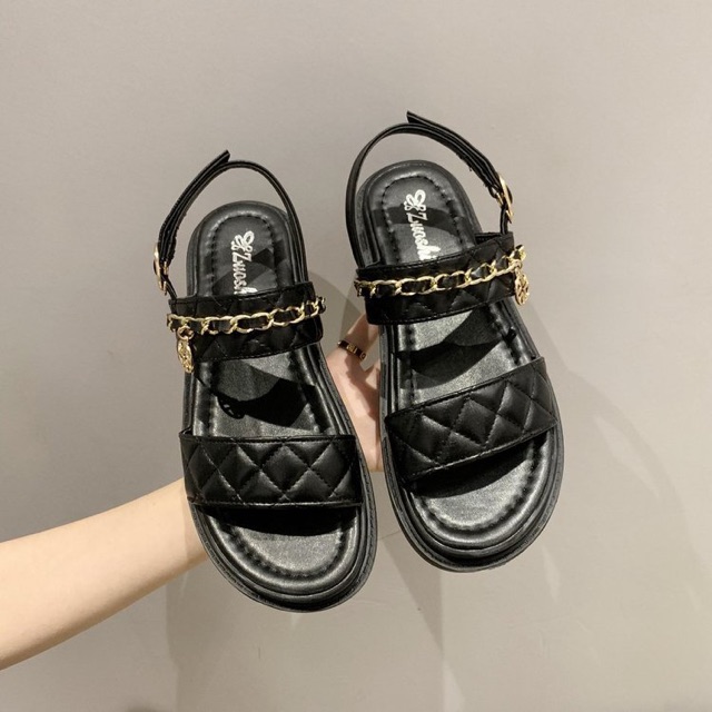 Sandal nữ,sandal học sinh,sandal 2 quai Zuashi kèm dây xích