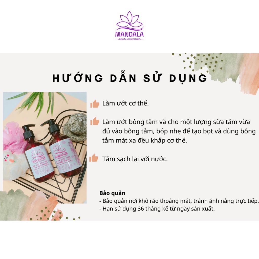 Nước Tắm Mandala Cung Cấp Độ Ẩm Giúp Giảm Thâm Mụn 300ml