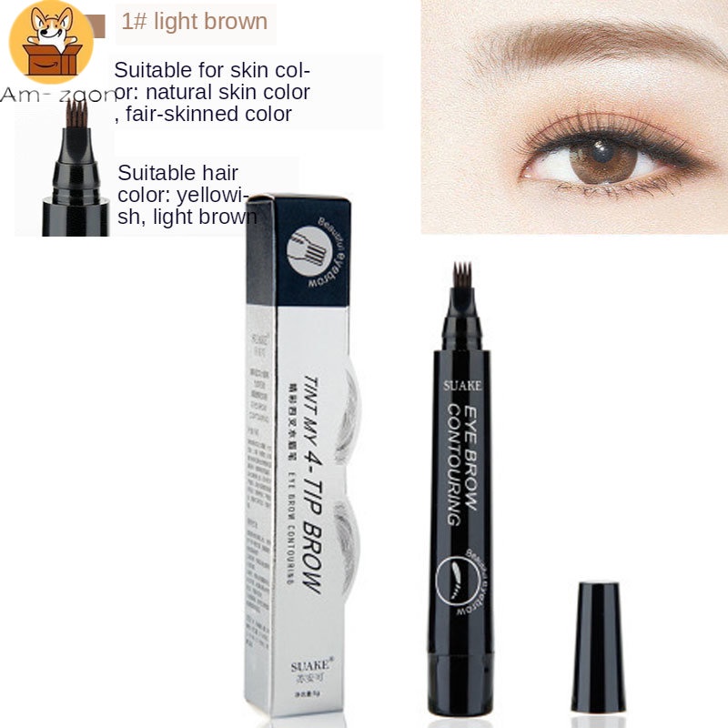 Bút Kẻ Lông Mày Dạng Lỏng Thiết Kế 4 Đầu Chống Thấm Nước Lâu Trôi Trang Điểm Chuyên Nghiệp
