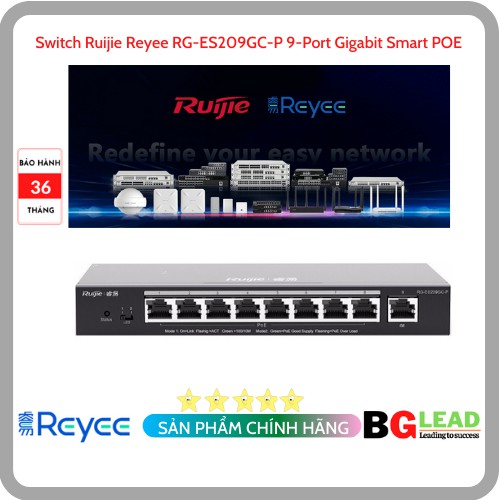 Thiết bị mạng Switch Ruijie Reyee RG-ES209GC-P 9-Port Gigabit Smart POE