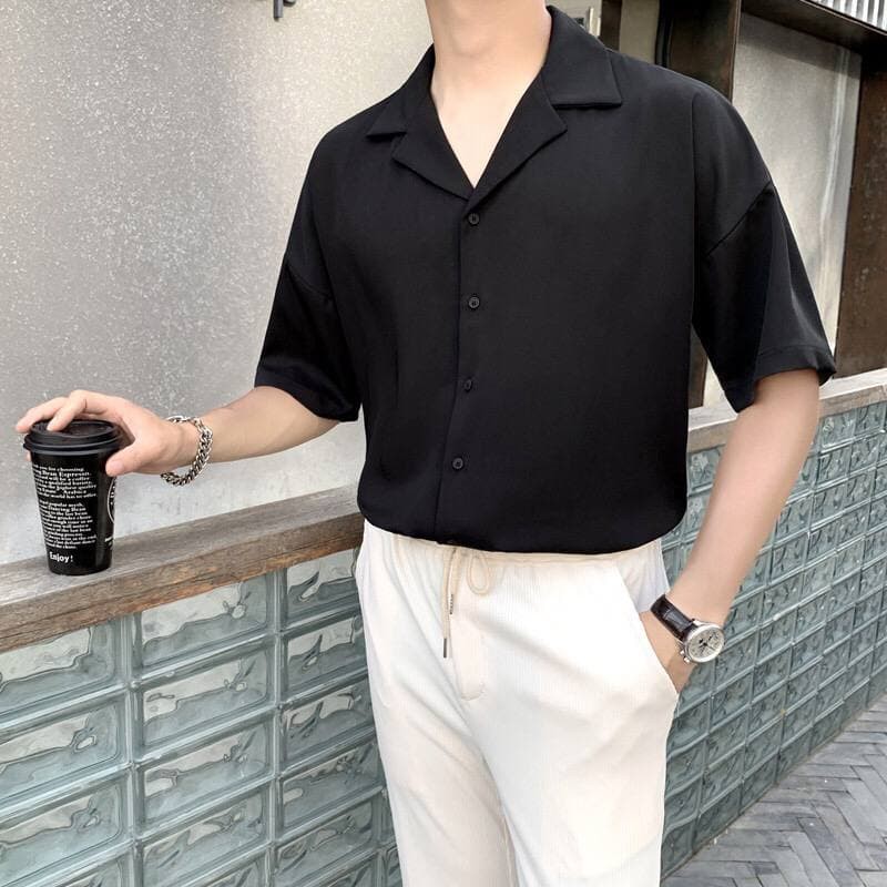 Áo sơ mi lụa unisex MALTRIK, áo cổ vest ngắn tay chất lụa cực đẹp hottrend 2022 | BigBuy360 - bigbuy360.vn