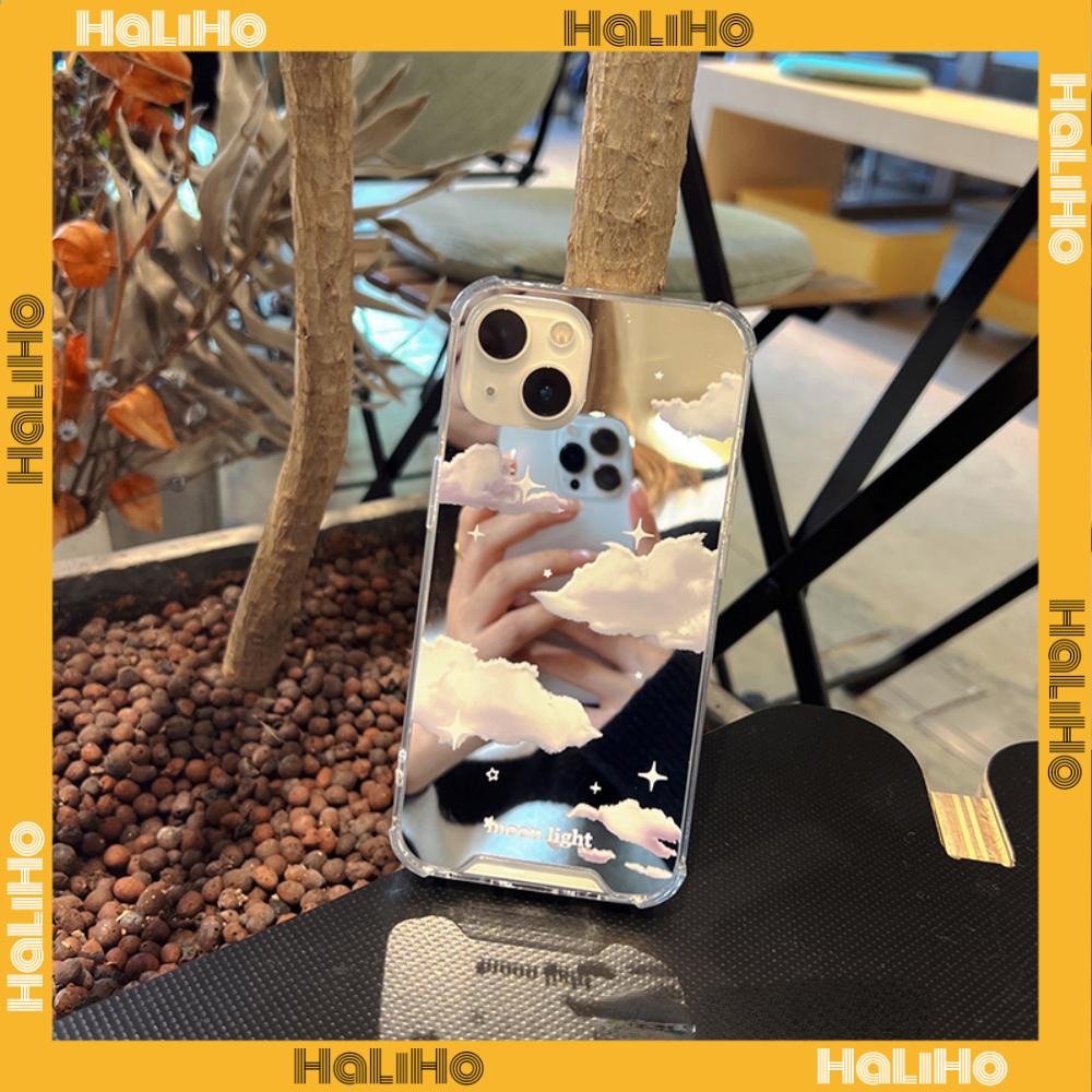 iPhone Case Acrylic Reflective Mirror Airbag Shockproof Protection Camera Clouds Stars Compatible with iPhone 11 iPhone 13 Pro Max iPhone 12 Pro Max iPhone 7 Plus iPhone xr