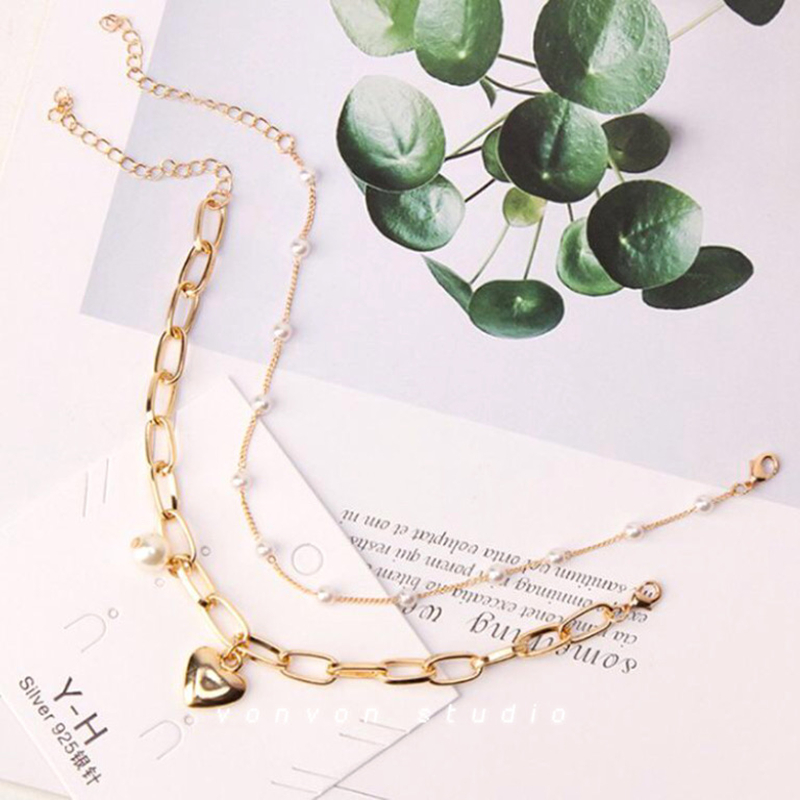 Vòng tay hai lớp mặt hình trái tim thời trang ngọt ngào xinh xắn