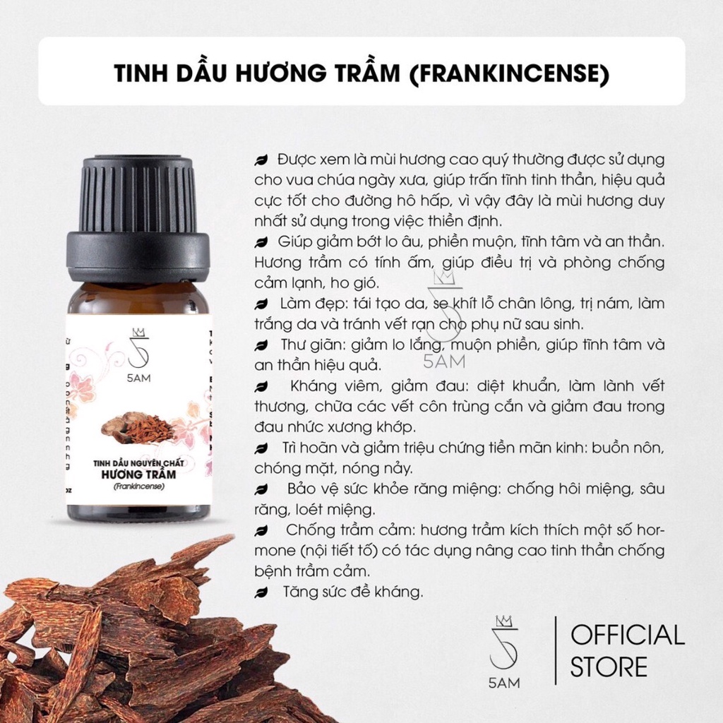 Tinh dầu Hương trầm Ấn Độ 10ml | 5AM Store