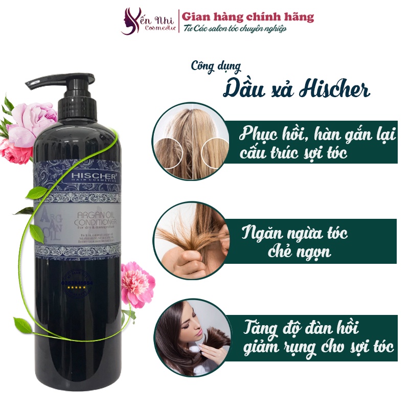 hischer dầu gội hischer argan oil dầu cặp phục hồi giữ ẩm sâu hischer 1000ml DG12