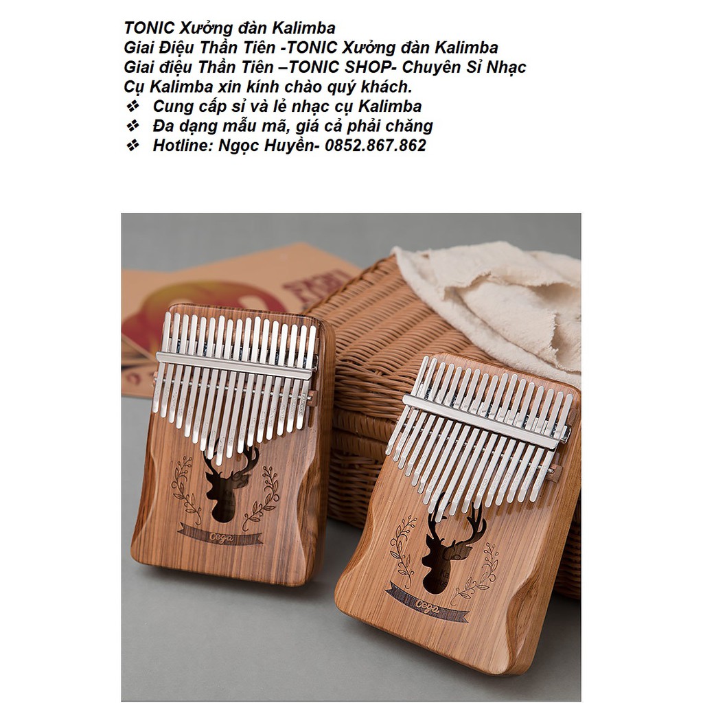 [CÓ SẴN] Bộ quà tặng đàn Kalimba gỗ mahogany 20 năm 17 phím Cega Cartoon TGH9852OKJ-0052