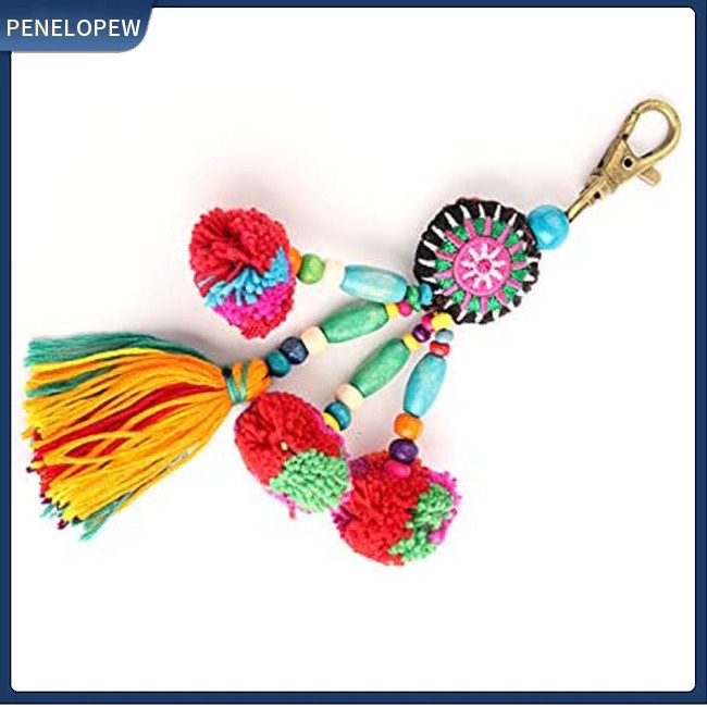 Móc Khóa Chuỗi Hạt Phối Tua Rua Phong Cách Boho Độc Đáo