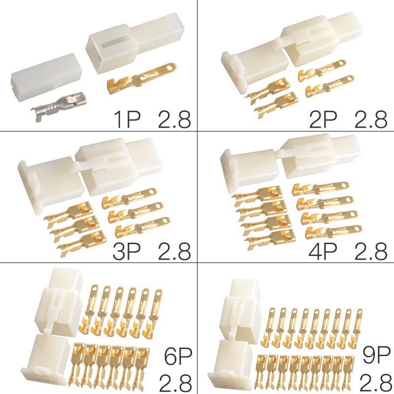 Set 5 Bộ Giắc Cắm  2P, 3P, 4P, 6P, 9P Nối Dây Điện Cho Xe Máy, ÔTô