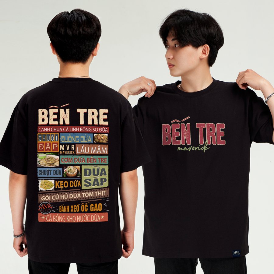 Áo thun Bến Tre in 2 mặt Unisex phông rộng tay lỡ cotton ao cặp gia đình du lịch fact UNDER MVR BB4179