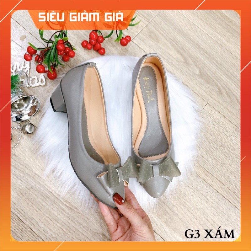 [XẢ KHO - CÓ SIZE LỚN 40,41] Giày Búp Bê Nữ Phối Nơ Xinh Xắn Gót Vuông 3cm Mã G3