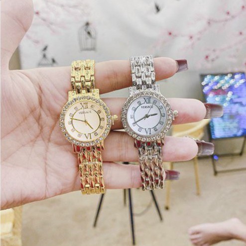 Mẫu Mới 2021- Đồng Hồ Nữ Verss Dây Kim Loại Cao Cấp Mặt Tròn Đính Đá Sang Trọng - Tặng Kèm hộp Và Vòng Tay