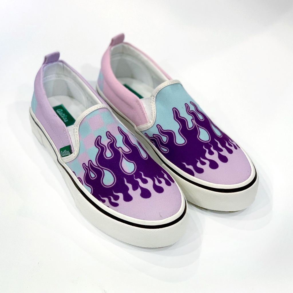 Giày Slip-on AATLAS in hoạ tiết Flame (Lửa tím) (size 42)