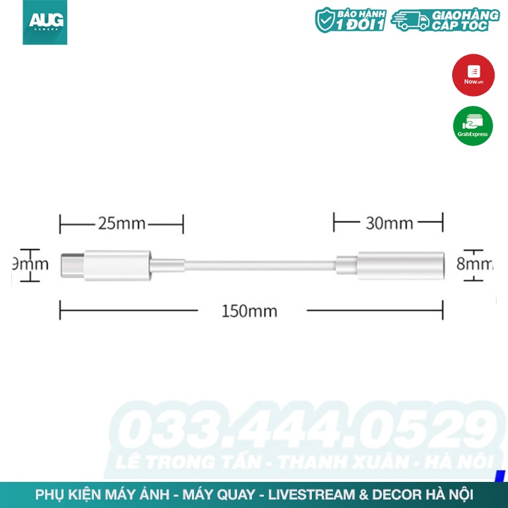 Jack chuyển tai nghe  từ TYPE C sang Jack 3.5 - AUG Camera Hà Nội