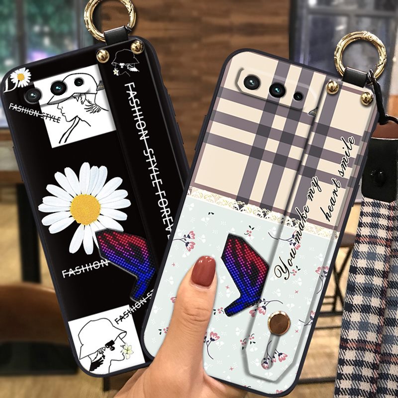 Waterproof Plaid texture Phone Case For Asus ROG Phone5/5S/5Pro/5UltimateZS673KSSmall daisies Original Lanyard New Arrival Soft Case cartoon