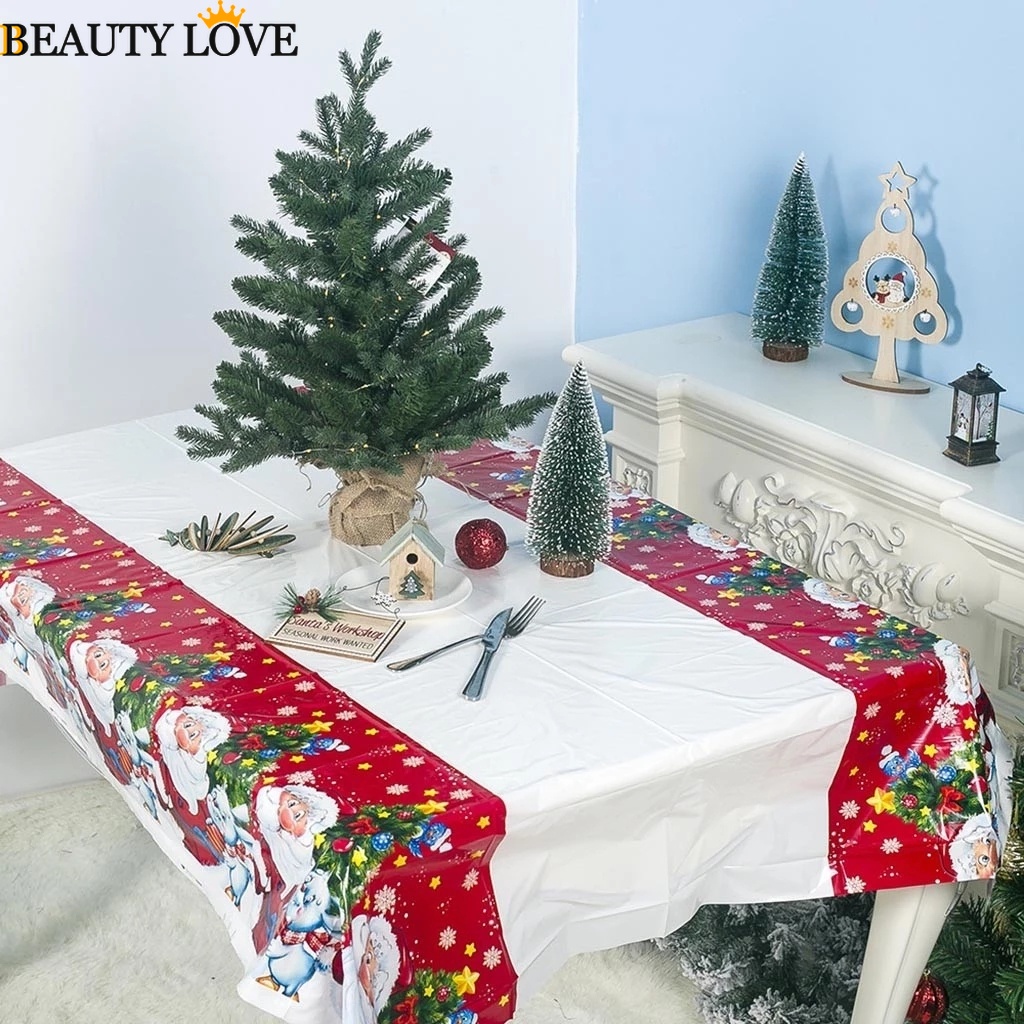 Khăn Trải Bàn Ăn Hình Chữ Nhật Dùng Một Lần Trang Trí Giáng Sinh