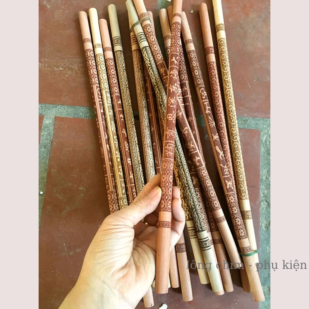 Cầu thẳng gỗ lồng chim chào mào, chòe, họa mi Cầu chim in laze họa tiết đẹp
