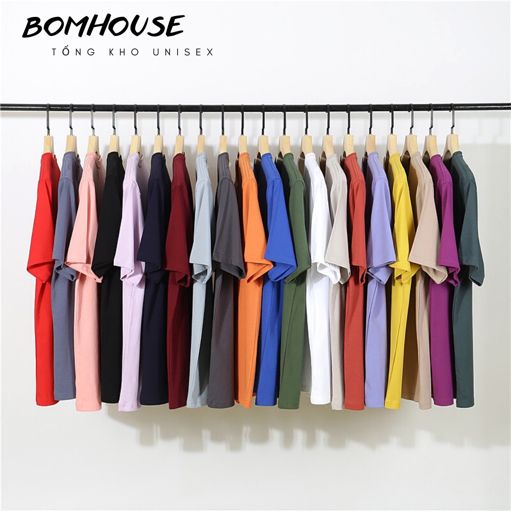 Áo Thun Unisex BOM HOUSE Basic Phông Trơn Nam Nữ Ulzzang Chất Liệu Cotton 2C