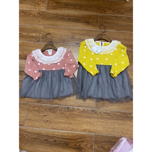 Váy Chấm Bi Cho Bé Gái Size 0-3 Tuổi