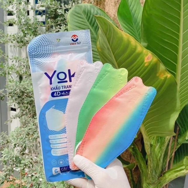 Khẩu Trang 4D KF94 Yuki  Màu Loang Omber Cầu Vồng Đa Sắc Kháng Khuẩn Chống Bụi Mịn
