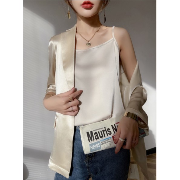 Áo Hai Dây Hai Mảnh Bằng Lụa Dáng Ngắn Thời Trang Dành Cho Nữ | BigBuy360 - bigbuy360.vn