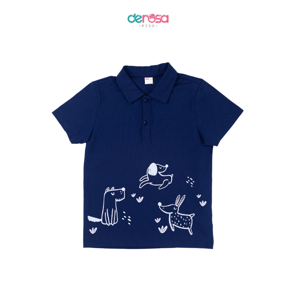 Áo thun bé trai DEROSA KIDS kiểu dáng polo cổ trụ cộc tay | 3 - 8 tuổi | ASKD013A