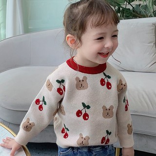 Áo len cherry trần bông cho bé N00596