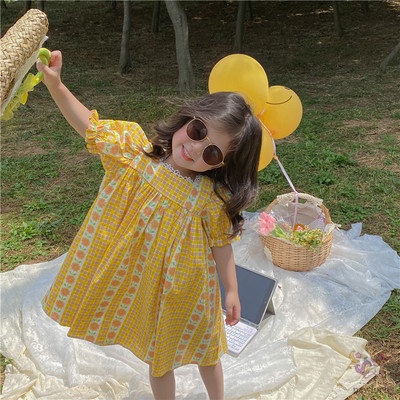 Đầm Hoa Tay Phồng Phối Ren Xinh Xắn Thời Trang Hàn Quốc Cho Bé Gái