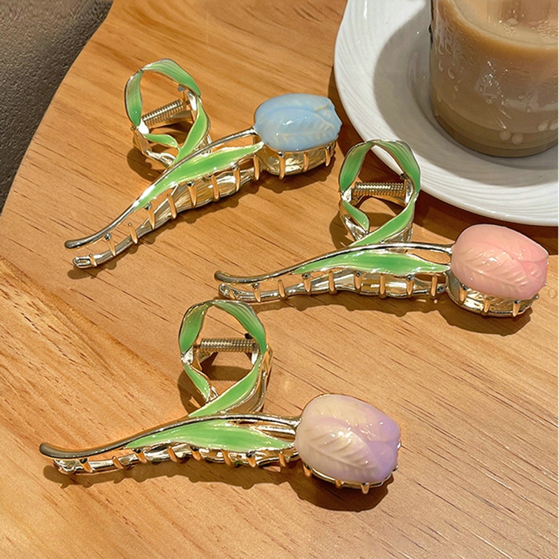 Kẹp Tóc Hoa Tulip / Cá Mập / Đuôi Ngựa Phong Cách Vintage Ngọt Ngào Hợp Thời Trang Cho Nữ