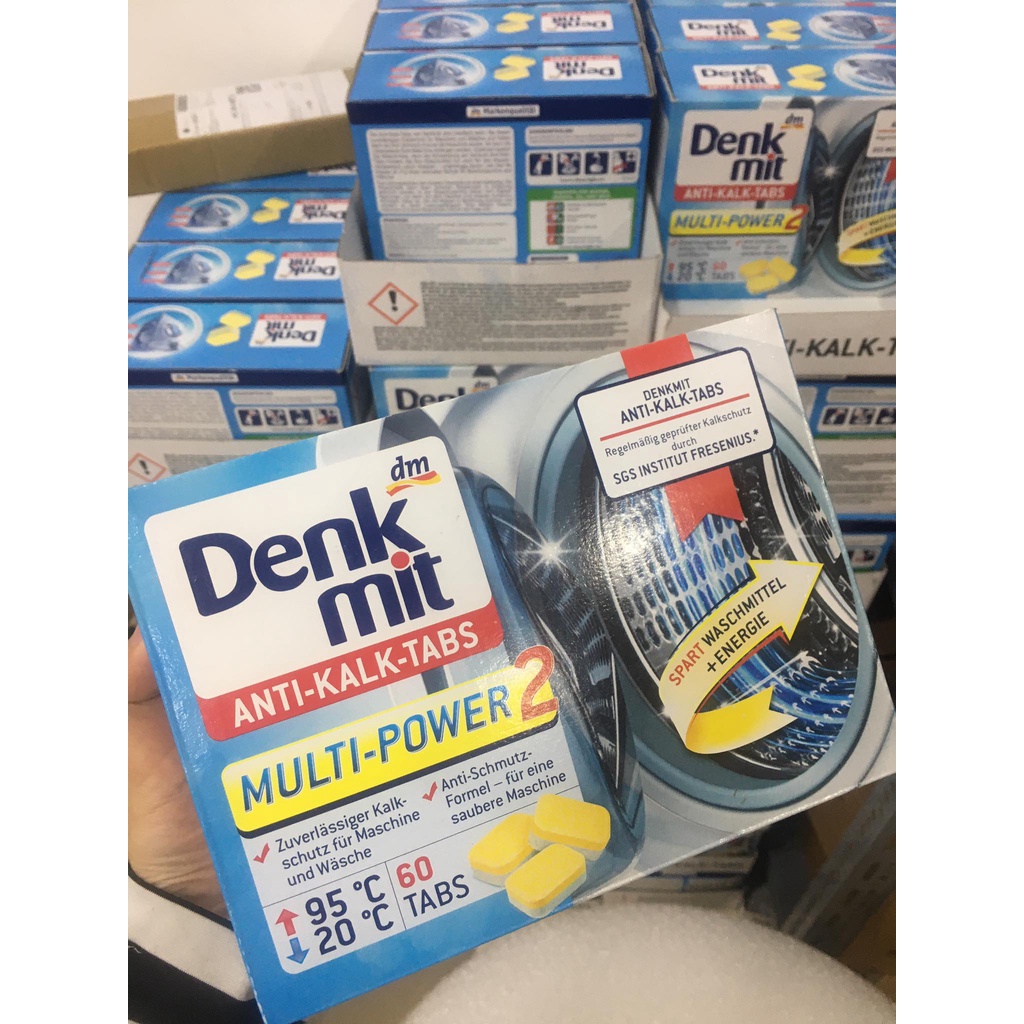 Hộp 60 viên tẩy lồng máy giặt Denkmit Anti Kalk Tabs - viên vệ sinh lồng giặt