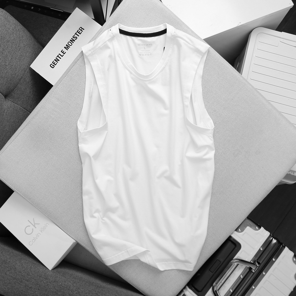 Áo Ba Lỗ Tank Top Seven Gems, Áo Sát Nách  Cổ Tròn Cotton 4 Chiều Cao Cấp MS204