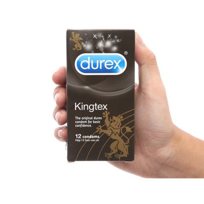 Bao Cao Su Durex Kingtex Size 49mm - Hộp 12 cái, Bcs Ôm Sát Kéo Dài Cuộc Yêu, Cảm Giác Chân Thật