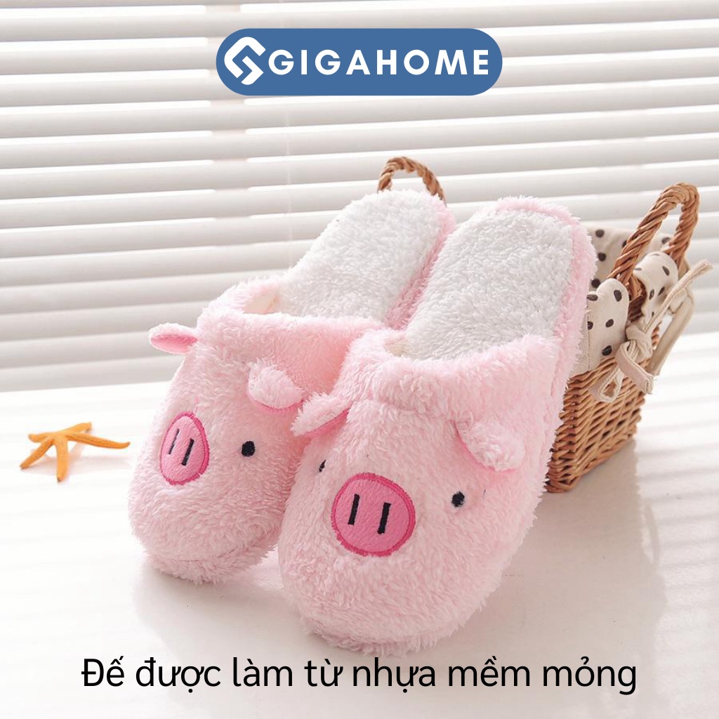 Dép Bông Đi Trong Nhà, Văn Phòng Hình Heo Ngộ Nghĩnh GIGAHOME Giữ Ấm Đôi Chân 3613