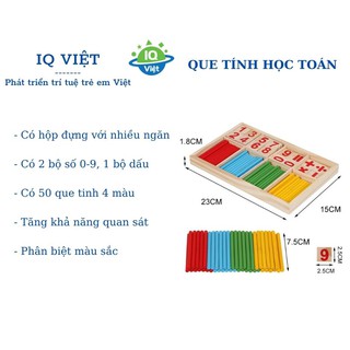 Bộ Que Tính Gỗ Màu Sắc Hỗ Trợ Bé Học Phép Tính Làm Toán