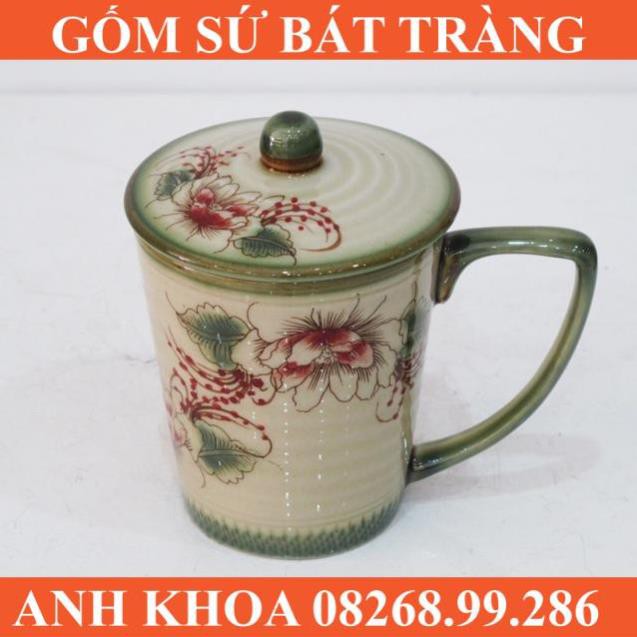 Cốc sứ có nắp đậy Bát Tràng - Gốm sứ Bát Tràng Anh Khoa