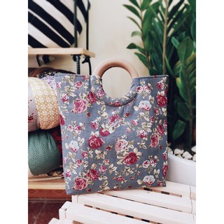 Túi vải quai gỗ handmade