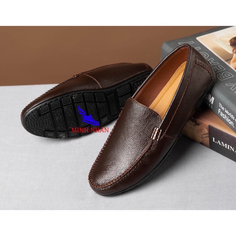 Giày lười nam.giày mọi khâu đế chắc chắn.da bò đế cao su chống trơn trượt Hải Anh Shop
