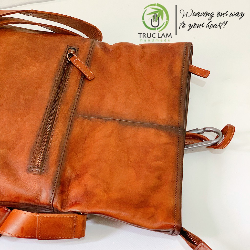 Túi Đeo Chéo Thời Trang Nam Da Bò Thật Cao Cấp Nắp Gập – Trúc Lâm Handmade