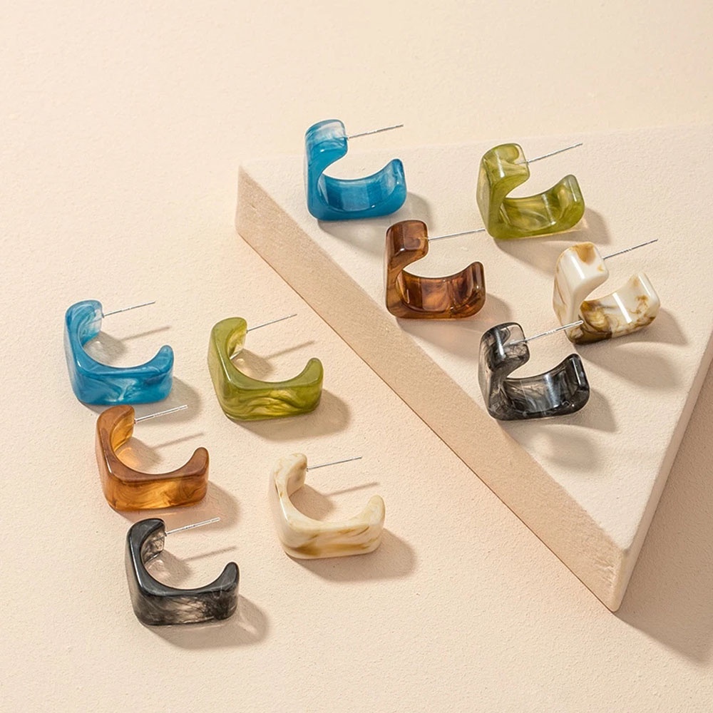 Bông tai acrylic hình vuông nhiều màu sắc phong cách hàn quốc cổ điển thời trang cho nữ